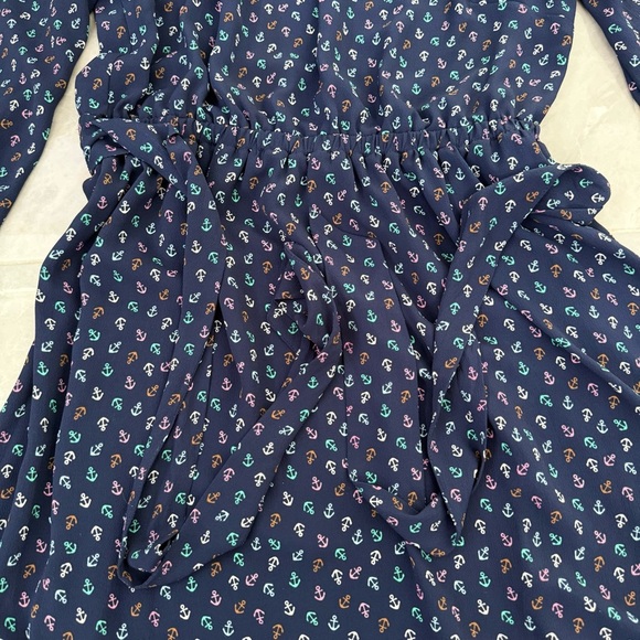 Women’s Talbots Anchor Print Flounce Hem Fit & Flare Notch Neck Dress Size 4 - Picture 6 of 16